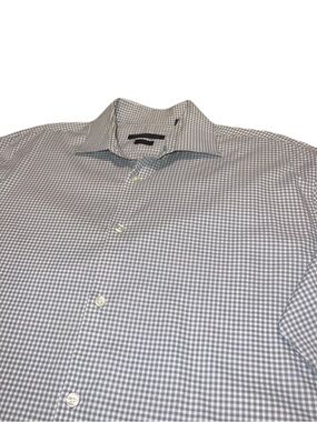 John Varvatos USA Slim Button Up Dress Shirt in Micro Check Plaid Black & White